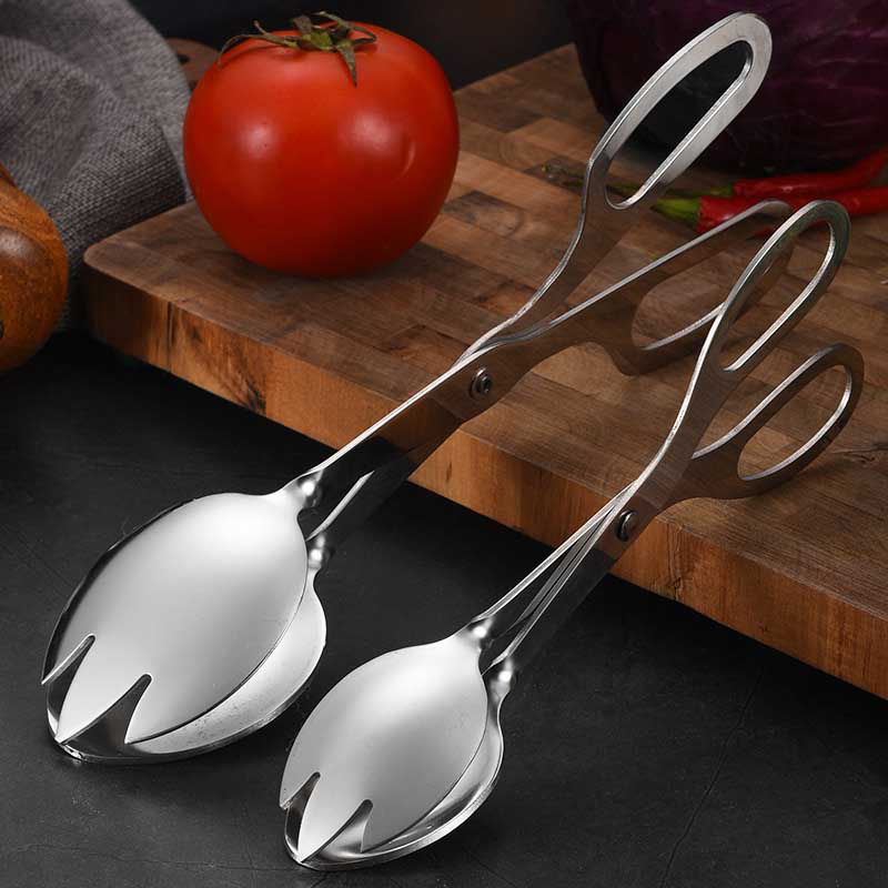 Commercial Kitchen Utensils - 1Pc Stainless Steel Buffet Tongs Silver