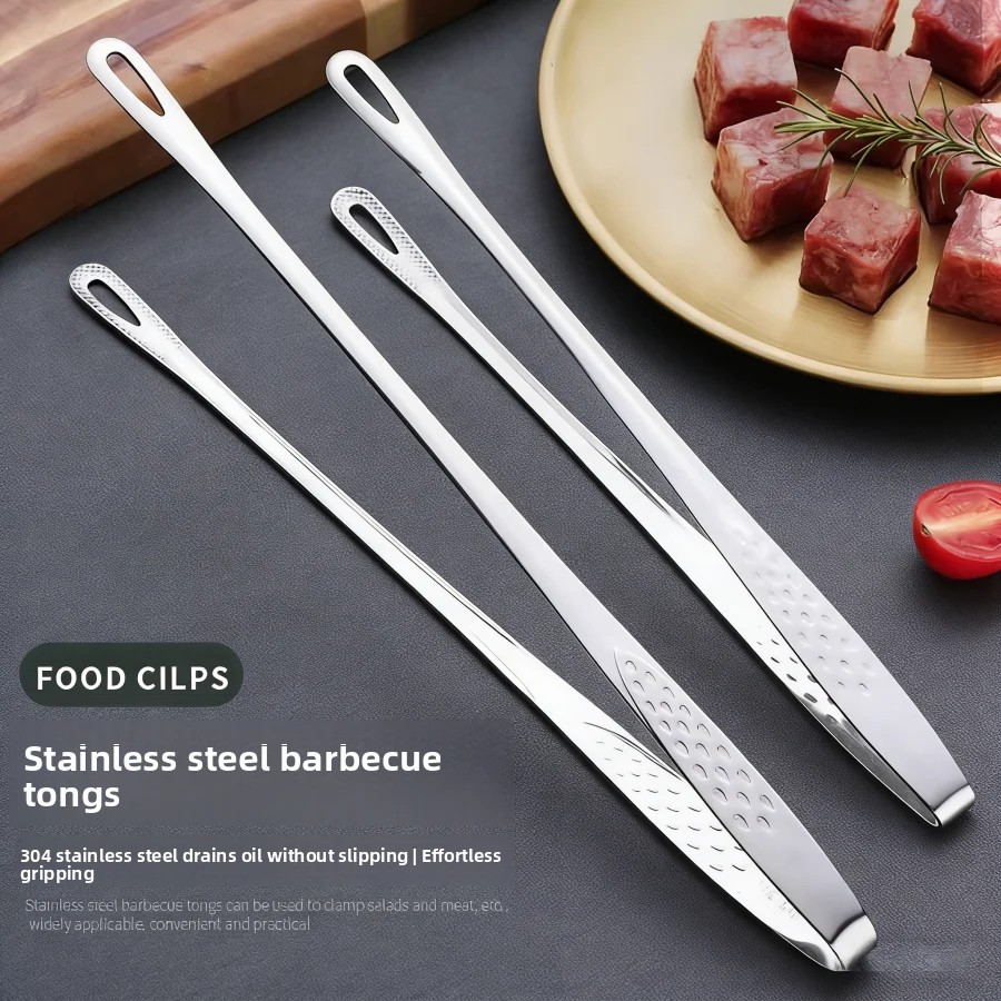 Commercial Kitchen Utensils - Szczypce kuchenne ze stali nierdzewnej, antypoślizgowe,