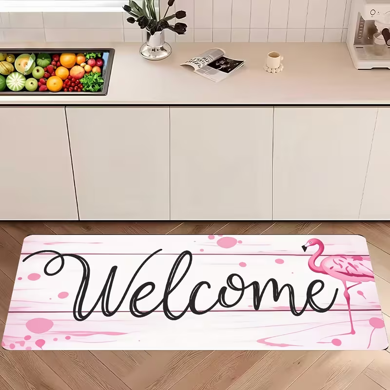Commercial Kitchen Background - Różowy Flamingo Dywanik Kuchenny Długi Rustykalny
