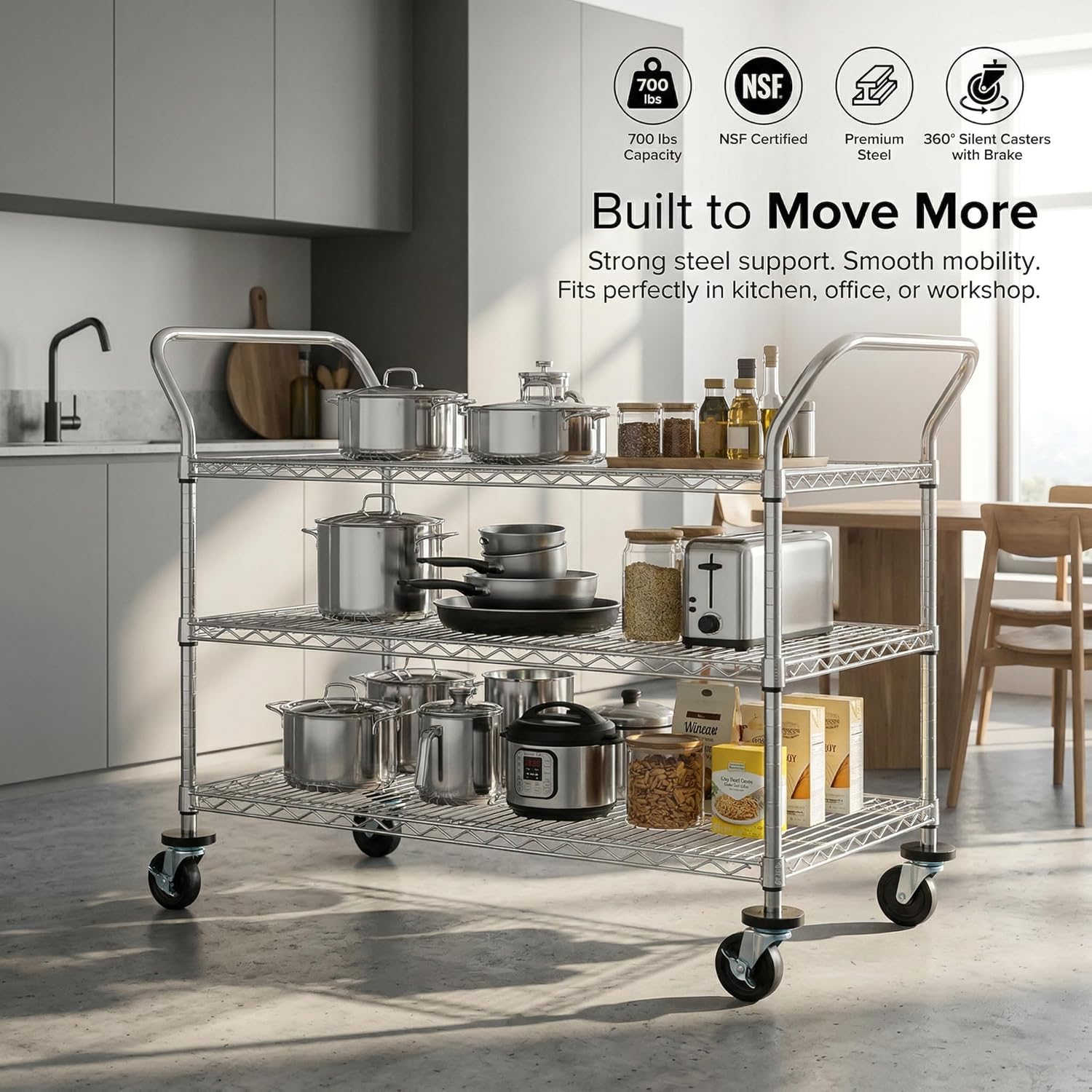 Wózek serwisowy metalowy, 3-po – Commercial Kitchen Organization recenzja i cena